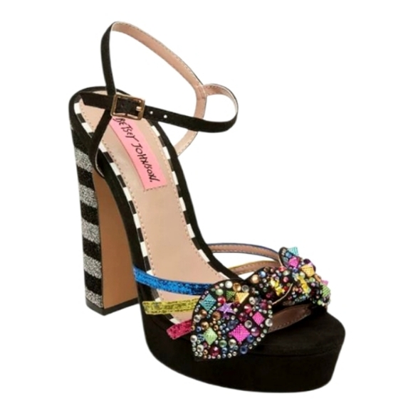 Betsey Johnson Shoes - Betsey Johnson Tobie Embellished Platform Heeled Sandals